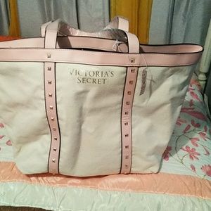 Bag light pink strip on light beige